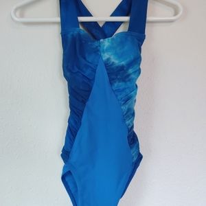 Capezio Blue X-Small Ruched Twist Back Leotard